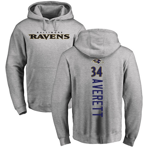 Men Baltimore Ravens Ash Anthony Averett Backer NFL Football 34 Pullover Hoodie Sweatshirt